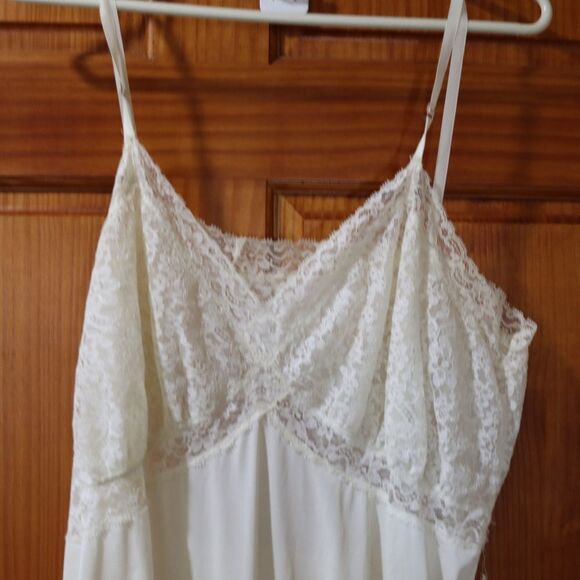 Van Raalte Vintage 1955 Off White Lace Pleated Slip Dress Large Nylon - Picture 4 of 16